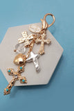 BAG CHARM- WESTERN HEART PEARLIZED CROSS