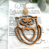 The Wise Educator Owl Story Card Ornament / Car Charm
