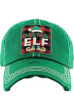 MAMA ELF Christmas Holiday Washed Vintage Baseball Cap