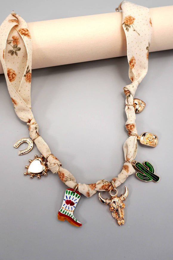 SCARF CHARM NECKLACE-BOOT CACTUS HAT HEART