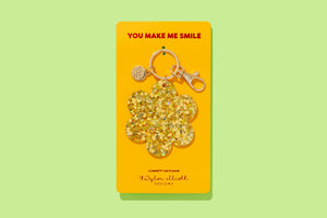 Acrylic Keychain - Flower - Gold Confetti