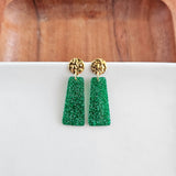 Mia Mini Earrings - Green Glitter Game Day