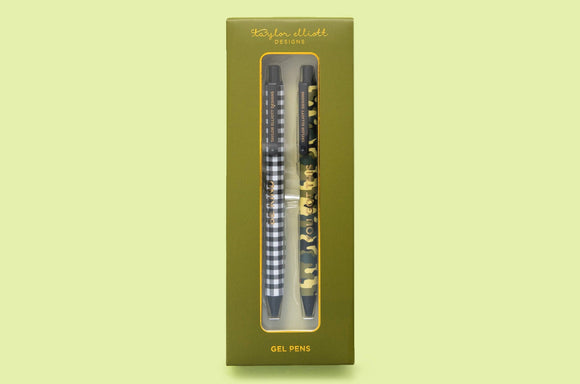 Gel Pen Set - Camo + Gingham - 2 Piece Set