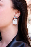 Bow Ghost Earrings - White Glitter // Halloween Earrings