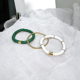 Green and White Game Day Bracelet Stack