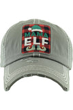 MAMA ELF Christmas Holiday Washed Vintage Baseball Cap