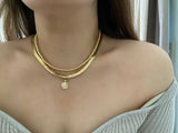 18k Gold Filled beaded layering necklace waterproof