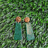 Mia Mini Earrings - Green Glitter Game Day