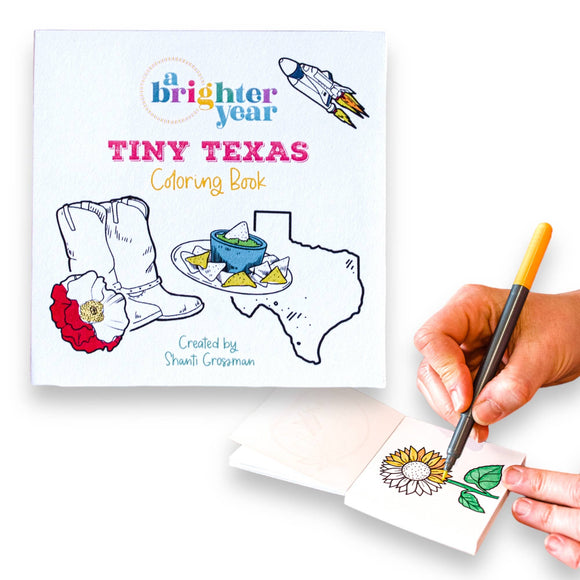 Tiny Texas Themed Illustrations Mini Coloring Book for Adult