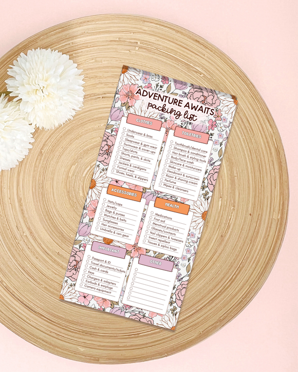 Adventure Awaits Packing List Notepad Checklist