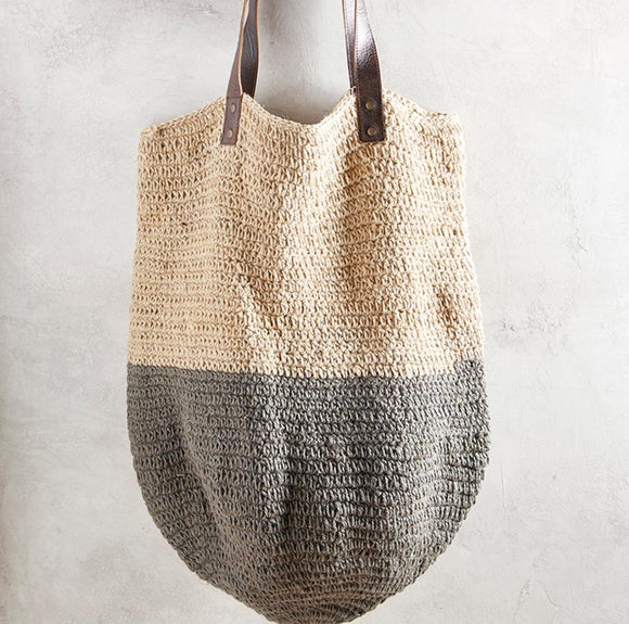 Color Block Jute Tote