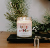 Happy Holidays Soy Candle - Clear Jar - 9 oz