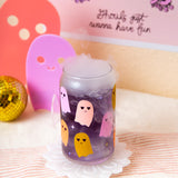 Halloween Ghoul Gang Can Glass w/Lid + Straw