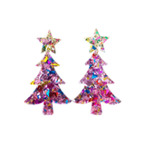 Christmas Tree Dangle Earrings (Green or Pink Sparkle)