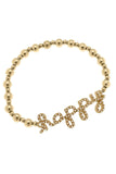 Canvas Style Molly Pearl Studded Happy Children's Jewelry in Worn Gold