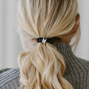 By Eloise Silver Diamante Bolt Black Hair Band