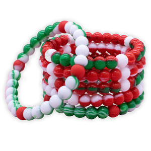 Christmas Silicone Beaded Bubble Bracelets - 6 Pack