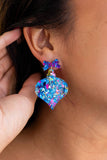 Christmas Ornament Earrings  - Blue Sparkle