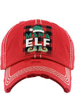 MAMA ELF Christmas Holiday Washed Vintage Baseball Cap