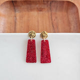 Mia Mini Earrings - Red Glitter Game Day