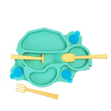 Baby Turtle Suction Plate and Training Utensils: Green Turtle Plate