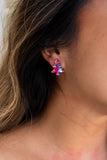 Holiday Christmas Tree Studs - Pink Sparkle