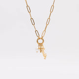 Gold Stainless Steel Faith Charm Holder Necklace Gift Set