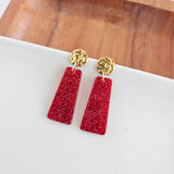 Mia Mini Earrings - Red Glitter Game Day