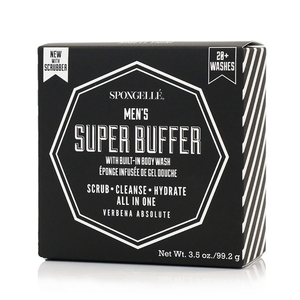 Spongellé Men's Super Buffer with Black Scrubber - 20+ Uses