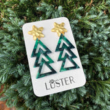 Holiday Geometric Tree Dangle Statement Earrings
