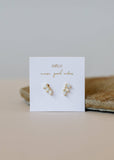 Offset Trio - White Opal - Gold Earrings