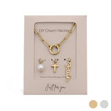 Gold Stainless Steel Faith Charm Holder Necklace Gift Set