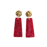 Mia Mini Earrings - Red Glitter Game Day