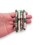 Green and White Game Day Bracelet Stack
