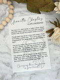 Unwritten Chapters Story Card Charm - Bereavement