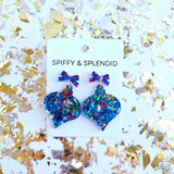 Christmas Ornament Earrings  - Blue Sparkle