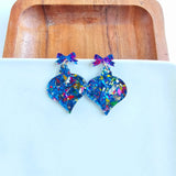 Christmas Ornament Earrings  - Blue Sparkle