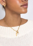 Gold Stainless Steel Faith Charm Holder Necklace Gift Set