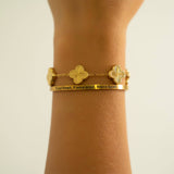18K Gold PVD Kind Heart Fierce Mind Engraved Bangle
