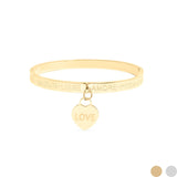 18K Gold PVD Stainless Steel Love Languages Heart Charm Bangle