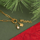 18K Gold Stainless Steel Mama Charm Holder Necklace Gift Set