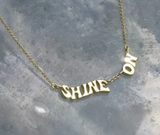 Shine ON Stainless Steel Gold Name Plate Necklace