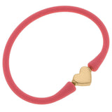 Canvas Style Bali 24K Gold Plated Heart Bead Silicone Bracelet (Color Options Available)