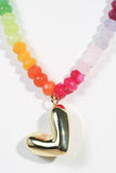 Rainbow Gemstone Gold Heart Necklace