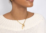 Gold Stainless Steel Faith Charm Holder Necklace Gift Set