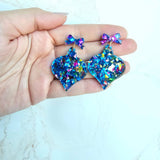 Christmas Ornament Earrings  - Blue Sparkle