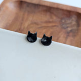 Cat Studs - Black // Fall Earrings, Halloween