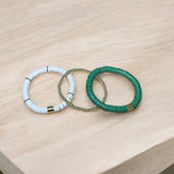 Green and White Game Day Bracelet Stack