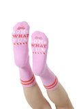 Living Royal Fuzzy Crew Socks w/ Bottom Grip Phrase - "Oh What Fun"