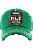 MAMA ELF Christmas Holiday Washed Vintage Baseball Cap